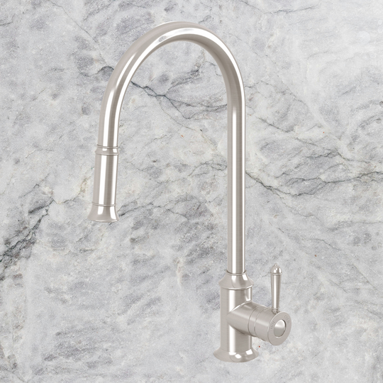 Nostalgia Pull Out Sink Laundry Tap Mixer 230mm Lead Free Brushed Nickel