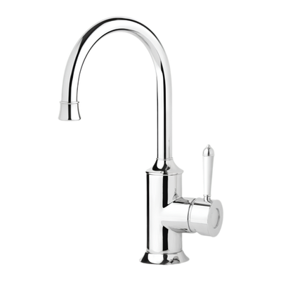 Phoenix Nostalgia Sink Mixer 160mm Gooseneck Chrome White