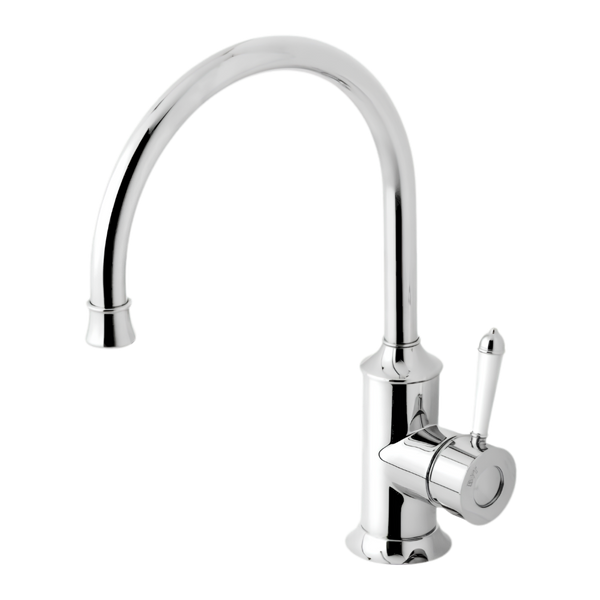 Phoenix Nostalgia Sink Mixer 220mm Gooseneck Chrome White