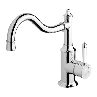 Phoenix Nostalgia Sink Mixer 220mm Shepherds Crook Chrome White