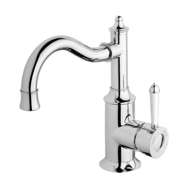 Phoenix Nostalgia Basin Mixer 160mm Shepherds Crook Chrome White