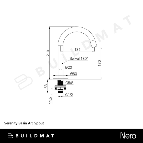 Nero Serenity Basin Arc Spout Chrome