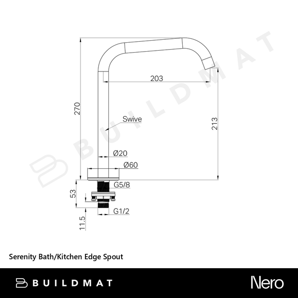 Nero Serenity Bath/Kitchen Edge Spout Brushed Nickel