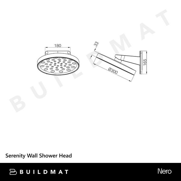 Nero Serenity Wall Shower Head Gunmetal