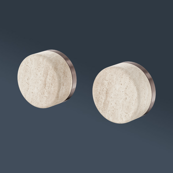 Nero Serenity Wall Top Assembly With Rome Travertine Handle Brushed Bronze