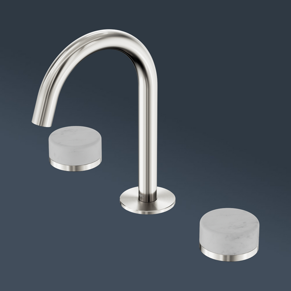 Nero Serenity Basin Set Arc Spout With Carrara Handle Brushed Nickel