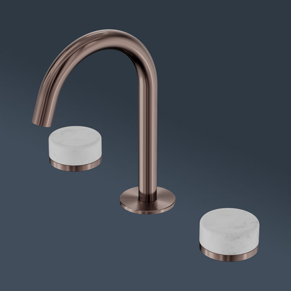 Nero Serenity Basin Set Arc Spout With Carrara Handle Brushed Bronze