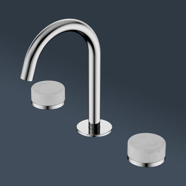 Nero Serenity Basin Set Arc Spout With Carrara Handle Chrome