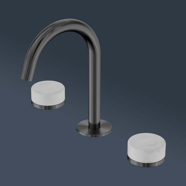 Nero Serenity Basin Set Arc Spout With Carrara Handle Gunmetal