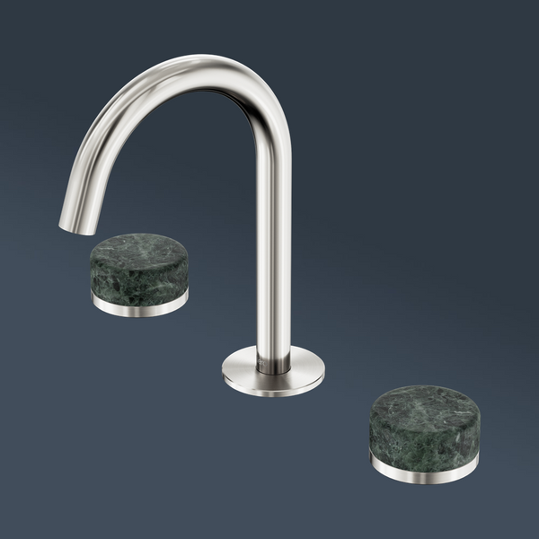 Nero Serenity Basin Set Arc Spout With Verde Alpi Handle Brushed Nickel