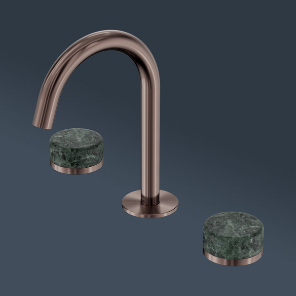 Nero Serenity Basin Set Arc Spout With Verde Alpi Handle Brushed Bronze