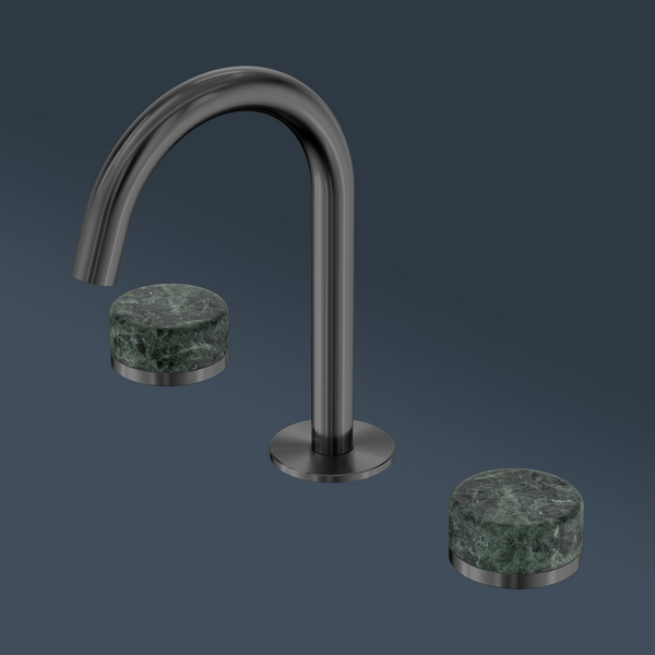 Nero Serenity Basin Set Arc Spout With Verde Alpi Handle Gunmetal