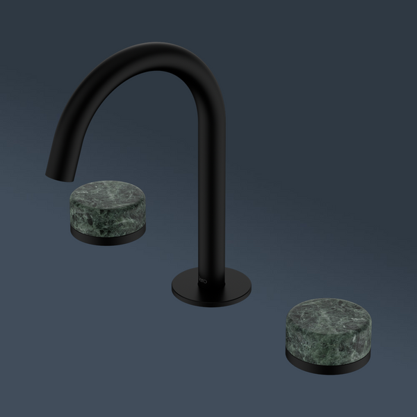 Nero Serenity Basin Set Arc Spout With Verde Alpi Handle Matte Black