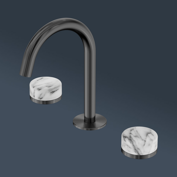 Nero Serenity Basin Set Arc Spout With Arabescato Corchia Handle Gunmetal