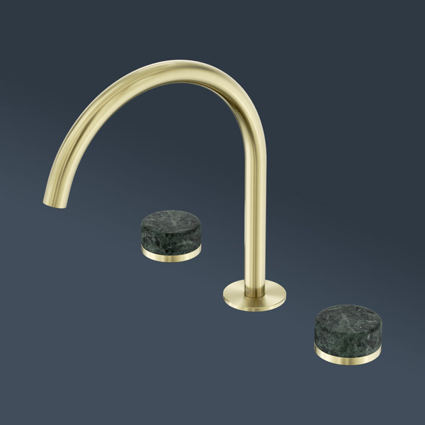 Nero Serenity Bath/Kitchen Set Arc Spout With Verde Alpi Handle Brushed Gold