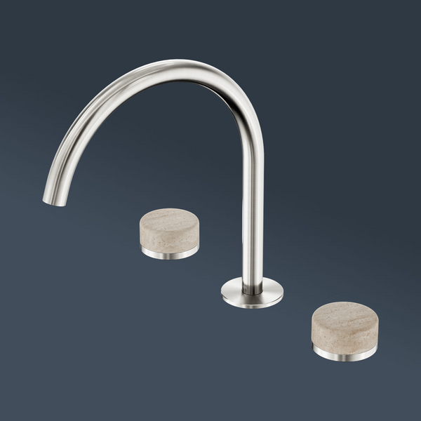 Nero Serenity Bath/Kitchen Set Arc Spout With Rome Travertine Handle Brushed Nickel