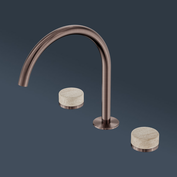 Nero Serenity Bath/Kitchen Set Arc Spout With Rome Travertine Handle Brushed Bronze