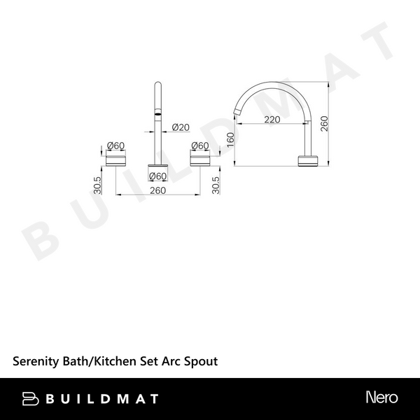 Nero Serenity Bath/Kitchen Set Arc Spout With Arabescato Corchia Handle Brushed Nickel