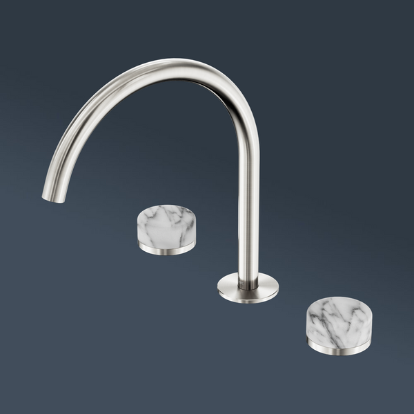 Nero Serenity Bath/Kitchen Set Arc Spout With Arabescato Corchia Handle Brushed Nickel