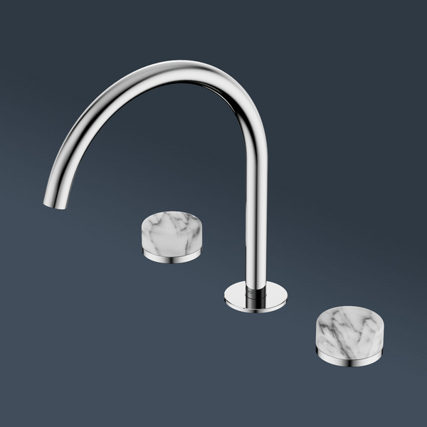 Nero Serenity Bath/Kitchen Set Arc Spout With Arabescato Corchia Handle Chrome