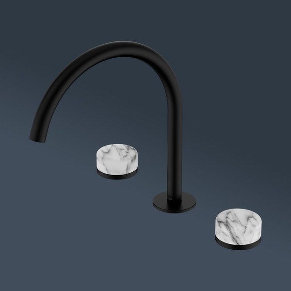 Nero Serenity Bath/Kitchen Set Arc Spout With Arabescato Corchia Handle Matte Black