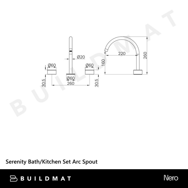 Nero Serenity Bath/Kitchen Set Arc Spout With Metal Handle Brushed Nickel