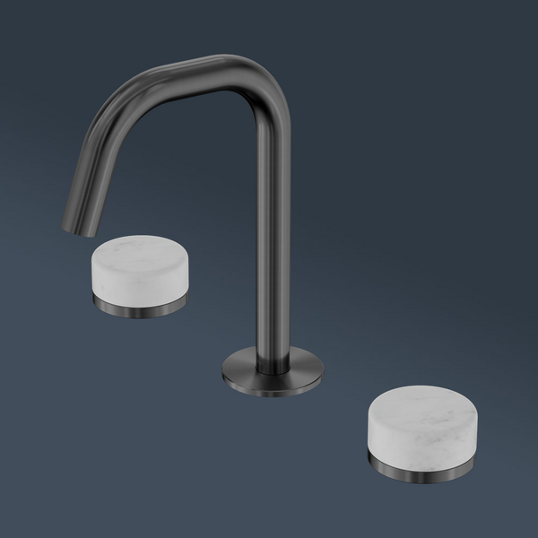 Nero Serenity Basin Set Edge Spout With Carrara Handle Gunmetal
