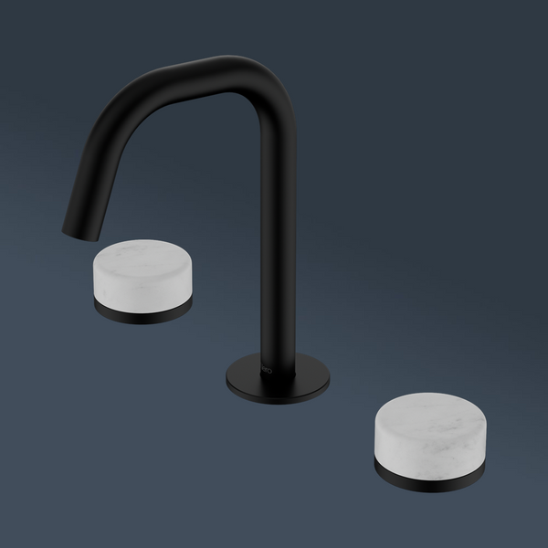 Nero Serenity Basin Set Edge Spout With Carrara Handle Matte Black