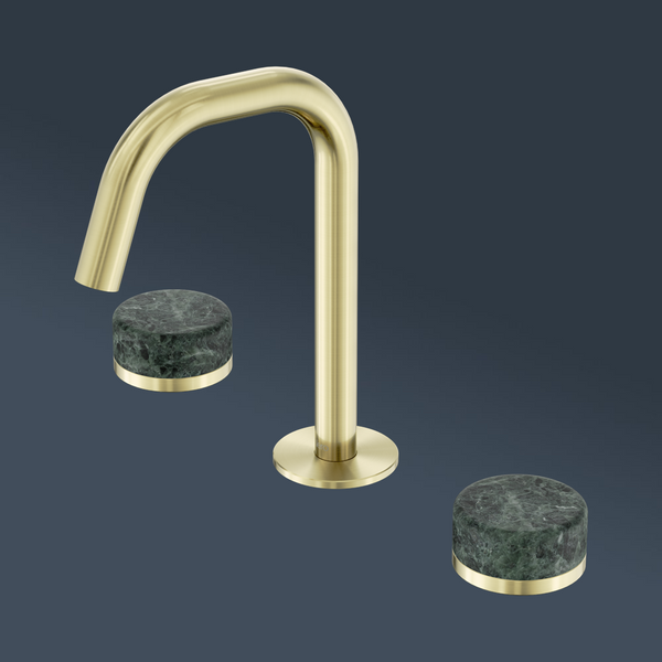 Nero Serenity Basin Set Edge Spout With Verde Alpi Handle Brushed Gold