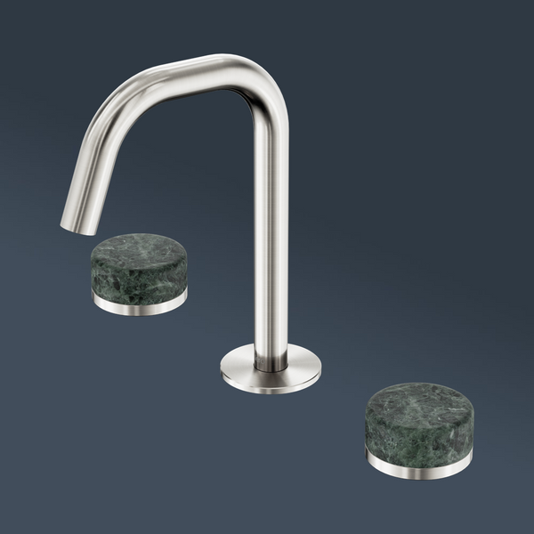 Nero Serenity Basin Set Edge Spout With Verde Alpi Handle Brushed Nickel