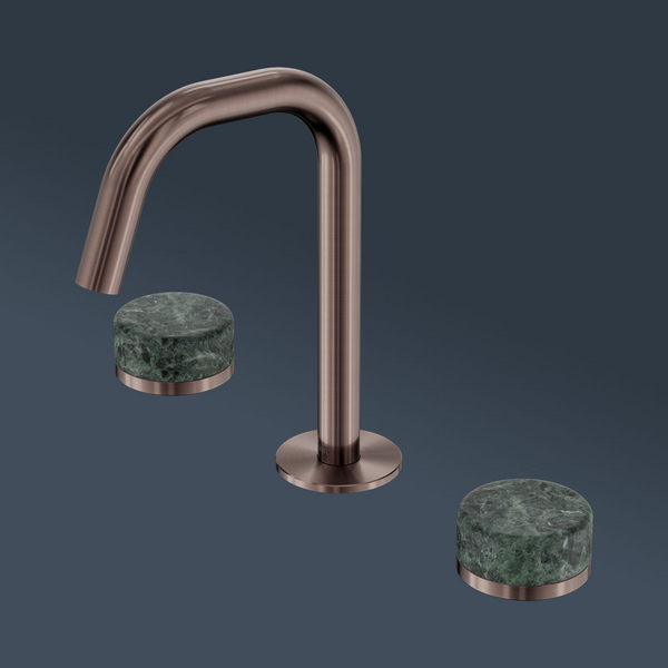 Nero Serenity Basin Set Edge Spout With Verde Alpi Handle Brushed Bronze