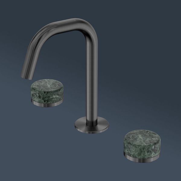 Nero Serenity Basin Set Edge Spout With Verde Alpi Handle Gunmetal