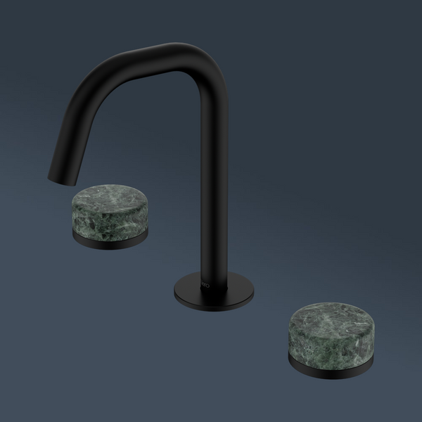 Nero Serenity Basin Set Edge Spout With Verde Alpi Handle Matte Black