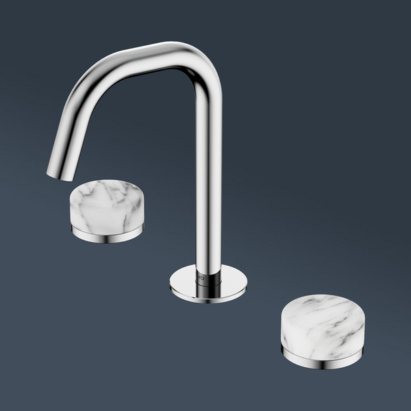 Nero Serenity Basin Set Edge Spout With Arabescato Corchia Handle Chrome