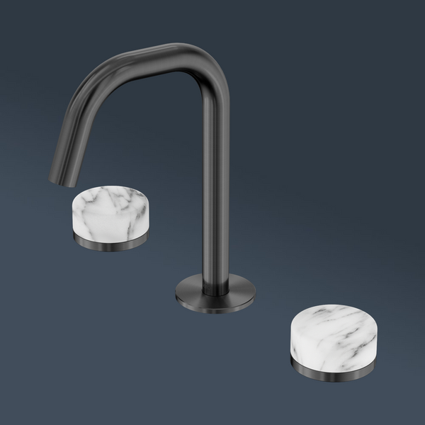Nero Serenity Basin Set Edge Spout With Arabescato Corchia Handle Gunmetal