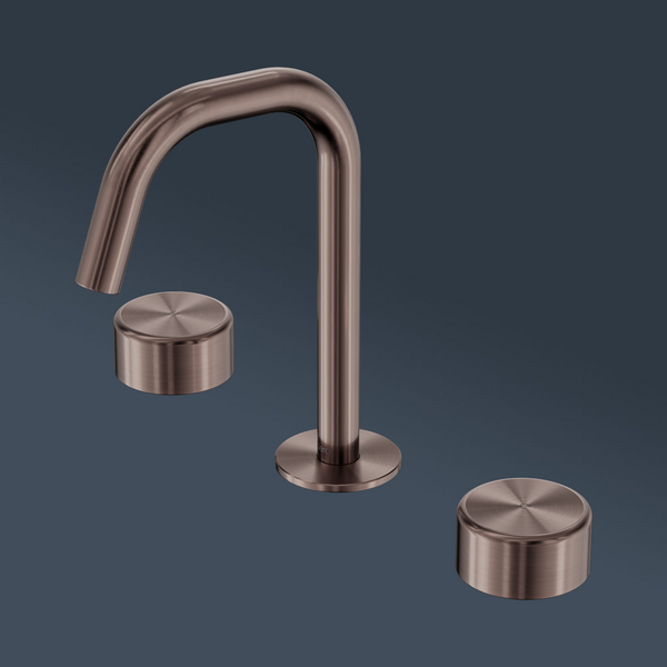 Nero Serenity Basin Set Edge Spout With Metal Handle Brushed Bronze