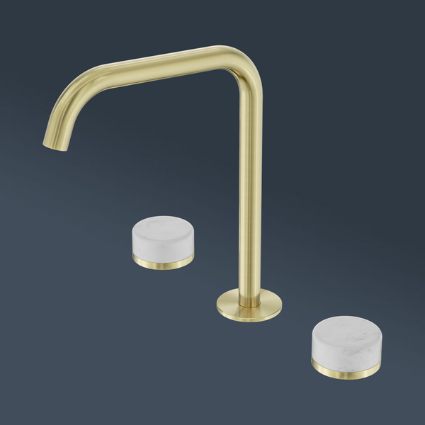 Nero Serenity Bath/Kitchen Set Edge Spout With Carrara Handle Brushed Gold