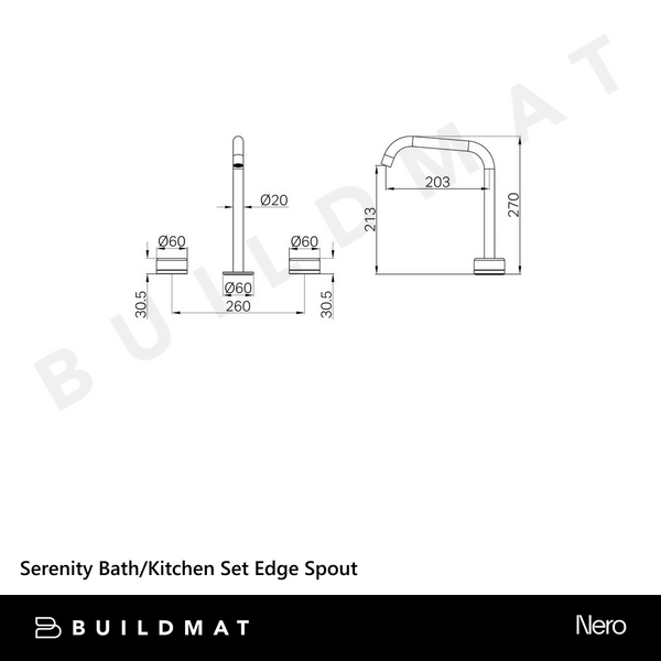 Nero Serenity Bath/Kitchen Set Edge Spout With Carrara Handle Brushed Nickel