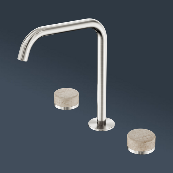 Nero Serenity Bath/Kitchen Set Edge Spout With Rome Travertine Handle Brushed Nickel