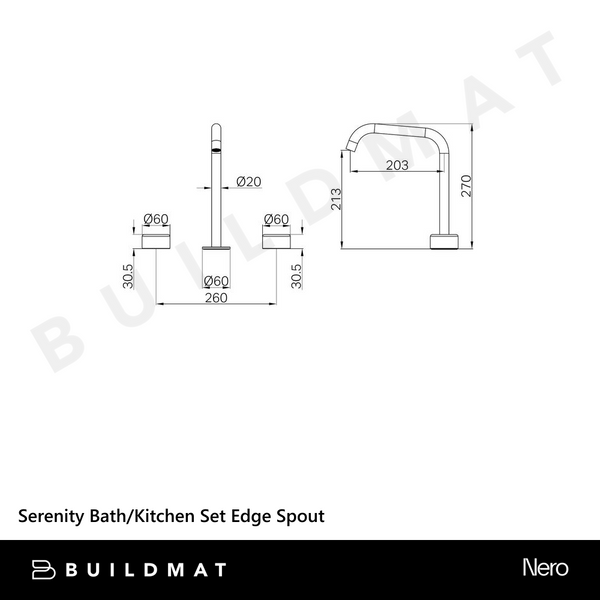 Nero Serenity Bath/Kitchen Set Edge Spout With Metal Handle Brushed Bronze