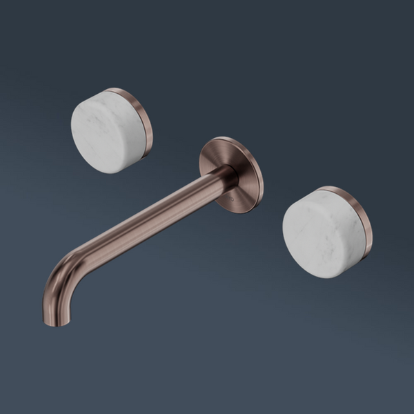Nero Serenity Wall Basin Set 160mm Spout With Carrara Handle Brushed Bronze
