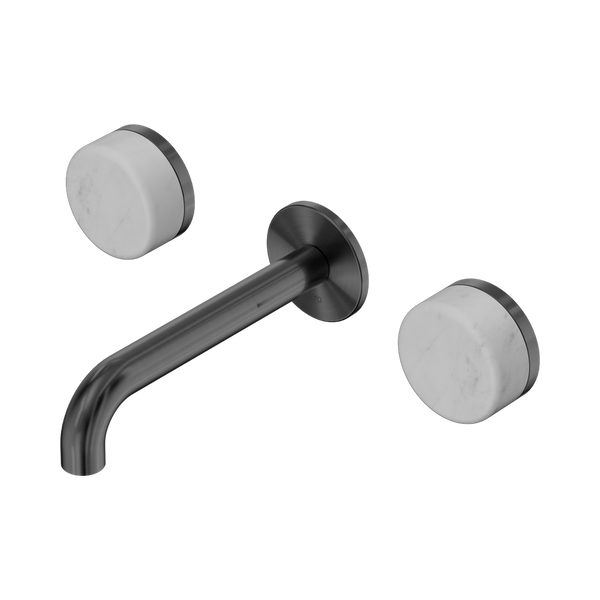 Nero Serenity Wall Basin Set 160mm Spout With Carrara Handle Gunmetal