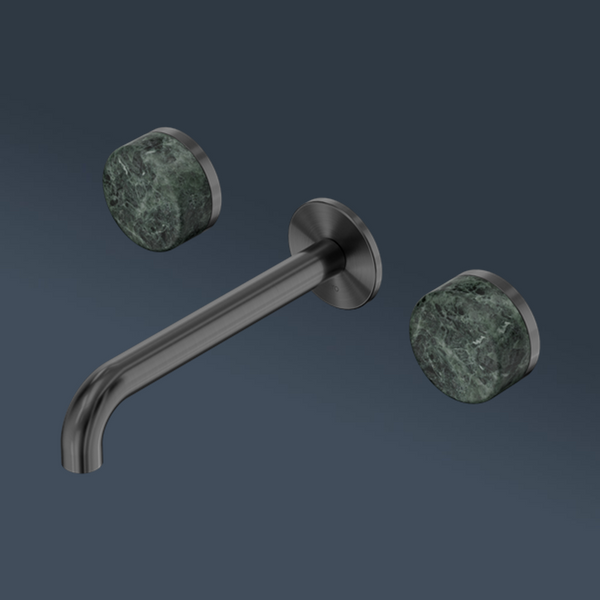 Nero Serenity Wall Basin Set 160mm Spout With Verde Alpi Handle Gunmetal