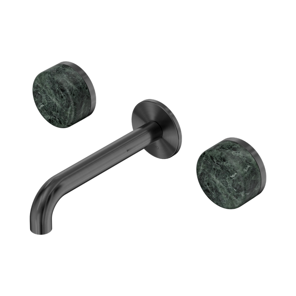 Nero Serenity Wall Basin Set 160mm Spout With Verde Alpi Handle Gunmetal