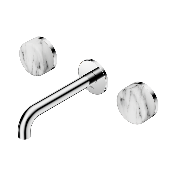 Nero Serenity Wall Basin Set 160mm Spout With Arabescato Corchia Handle Chrome