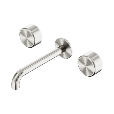 Nero Serenity Wall Basin Set 160mm Spout With Metal Handle Brushed Nickel