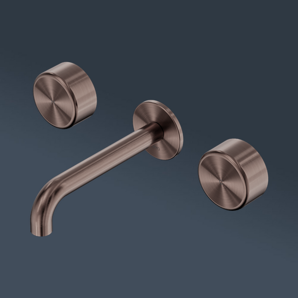 Nero Serenity Wall Basin Set 160mm Spout With Metal Handle Brushed Bronze