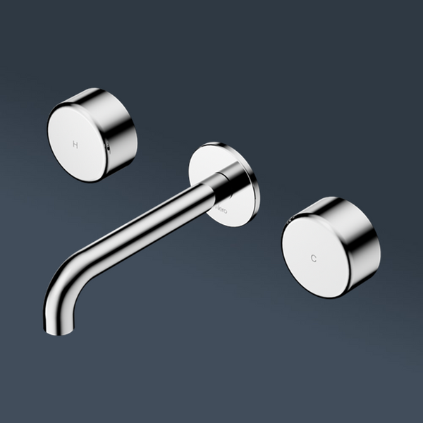 Nero Serenity Wall Basin Set 160mm Spout With Metal Handle Chrome