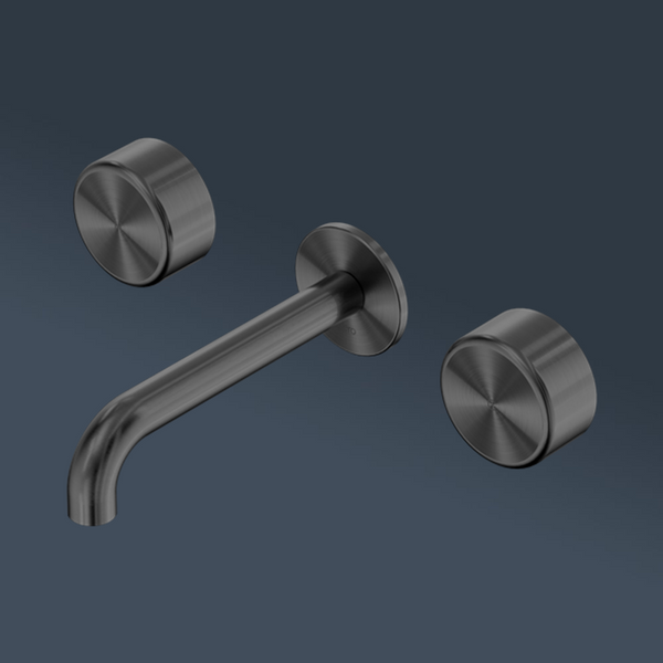 Nero Serenity Wall Basin Set 160mm Spout With Metal Handle Gunmetal