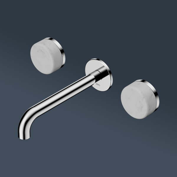 Nero Serenity Wall Basin Set 185mm Spout With Carrara Handle Chrome